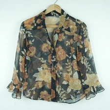 Vintage M Top Y2K Fairy Grunge Ruffle Sheer Ethereal Dainty Feminine Whimsigoth