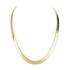 VFK 14K Herringbone Flat Necklace 20" – Elegant Unisex Jewelry