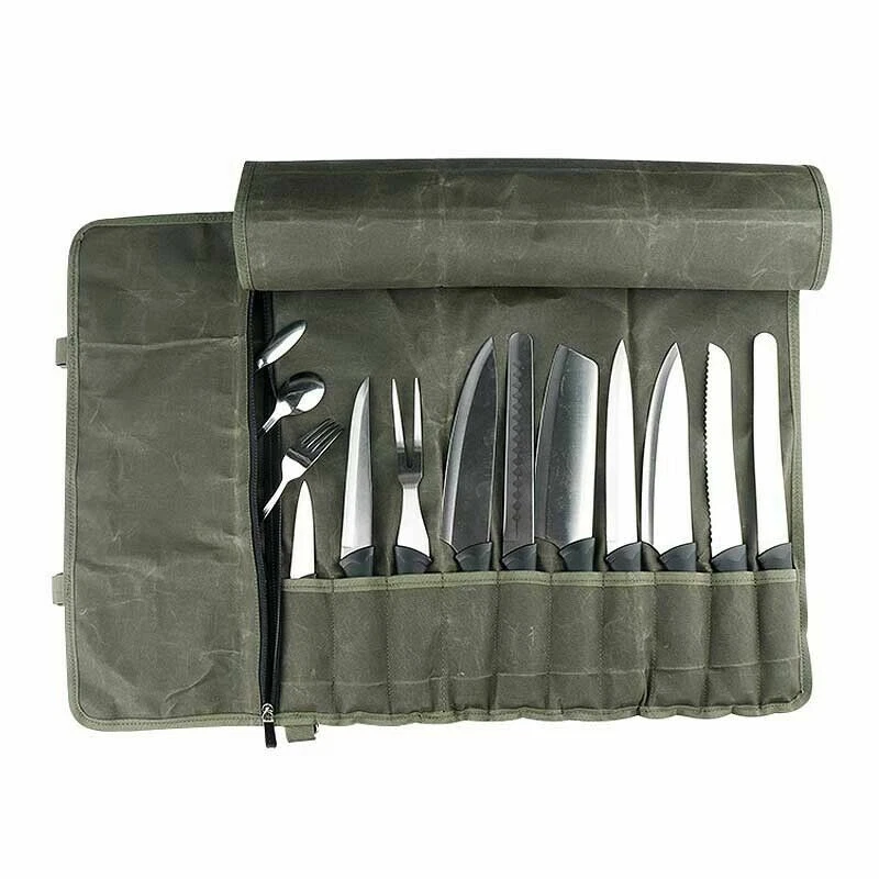 10 slot chef knife roll handbag, portable storage bag for kitchen cooking tools - Image 4 of 4