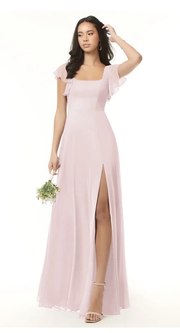 azazie a-line/princess square neck floor-length chiffon bridesmaid dress reviews 