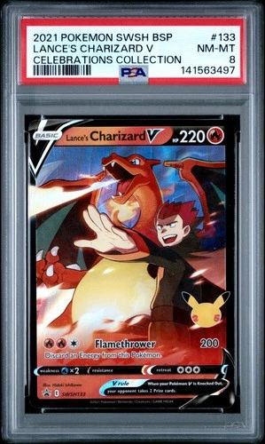 2021 POKEMON SWSH PROMO CELEBRATIONS COLLECTION LANCE'S CHARIZARD V PSA 8