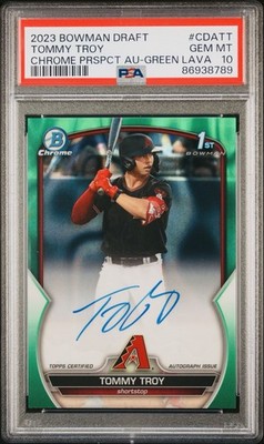 2023 Bowman Draft - Chrome Prospect Autographs Tommy Troy #CDA-TT Green Lava...