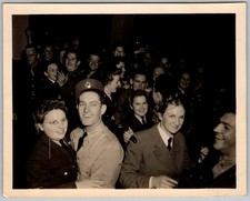 Vtg B W Snapshot WWII Military Soldiers Women Uniforms Crowd Party 1940s