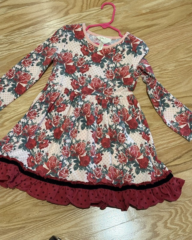 Matilda Jane Girls 6, Long Sleeve Floral Dress Fitted Bodice Full Skirt