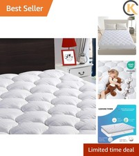 King Mattress Pad Fitted Quilted Cotton Mattress Cover Cooling Soft Pillow To...
