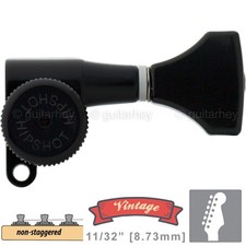 New Hipshot Vintage 6-in-line Locking Tuners Non-stag Small Hs Buttons - Black New Hipshot Vintage 6-in-line Locking Tuners Non-stag Small Hs Buttons - Black