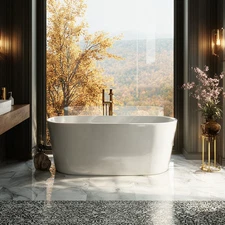 59 Inch Deep Soaking BathTub Acrylic Freestanding Tub