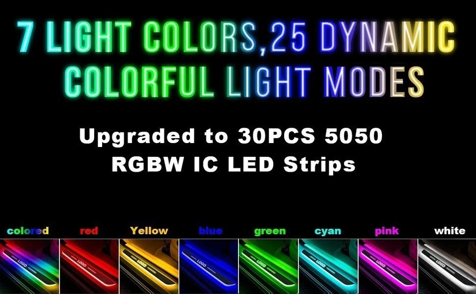 Luz LED dinámica USB recargable personalizada para alféizar de puerta de coche luz de pedal magnético Foto 4 de 4