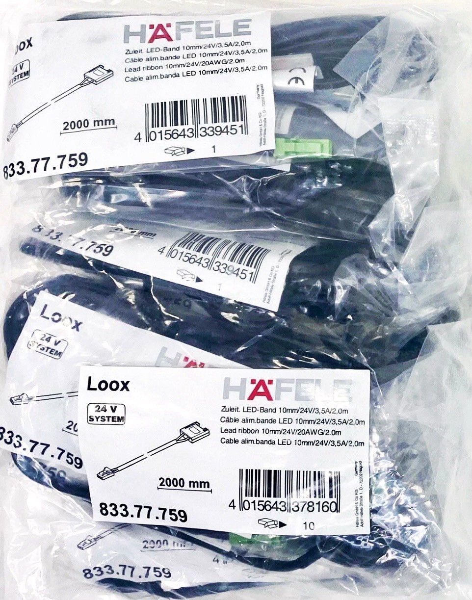 10 Hafele Loox 24V 3015 LED Strip Light Cable 2M 833.77.759 Bag Of 10