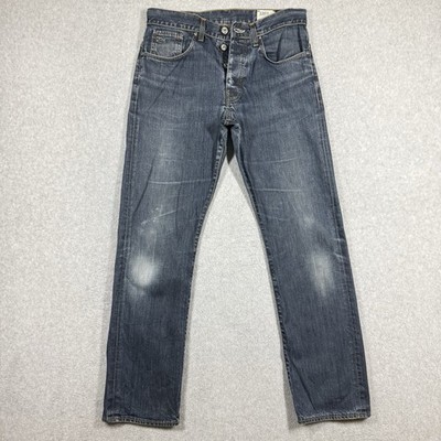 G Star Raw Jeans Men 33x32 Blue 3301 Straight Leg Dark Wash Faded Patina Italy