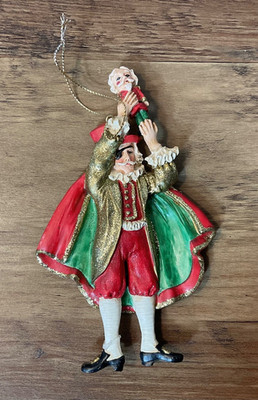 Vintage Drosselmeyer The Nutcracker Christmas ornament Red and Green 5.5  (read)