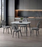 Esszimmer-Set Esstisch 4X Stuhl Grau GeräUmig Komfortabel Modern