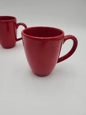2 Waechtersbach Coffee Mugs SOLID RED Fun Factory Tea Cups Tapered Ceramic