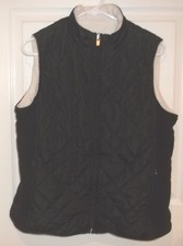 Womens Izod~reversible Quilted Vest~size Large~new~black White Winter Insulated