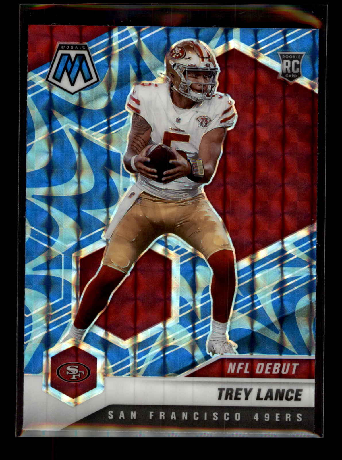2021 Panini Mosaic Prizm Reactive Blue #244 Trey Lance San Francisco 49ers