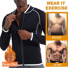 Men's Sauna Suit Heat Trapping Shirt Sweat Body Shaper Vest Weight Loss Tank Top