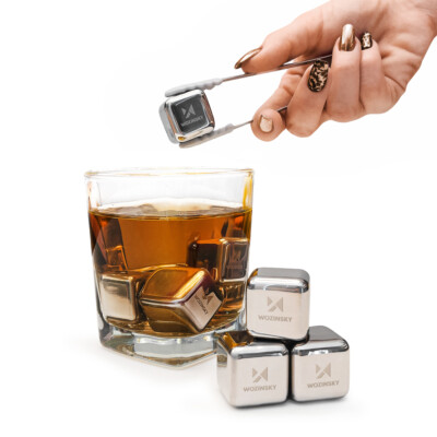 8 Edelstahl Eiswürfel Whiskey Cola Eis Würfel Wiederverwendbar Ice Cubes Cube