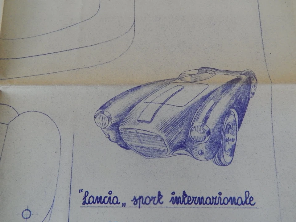 RARO: DISEGNO TECNICO DELL'EPOCA LANCIA SPORT INTERNAZIONALE CARRERA D24 - Immagine 3 di 4