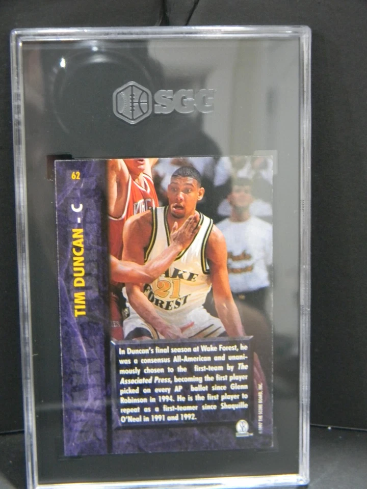 1997 ScoreBoard Tim Duncan Rookie SGC 10 Gem #62 Spurs Legend HOF!! investment! - Image 2 of 2