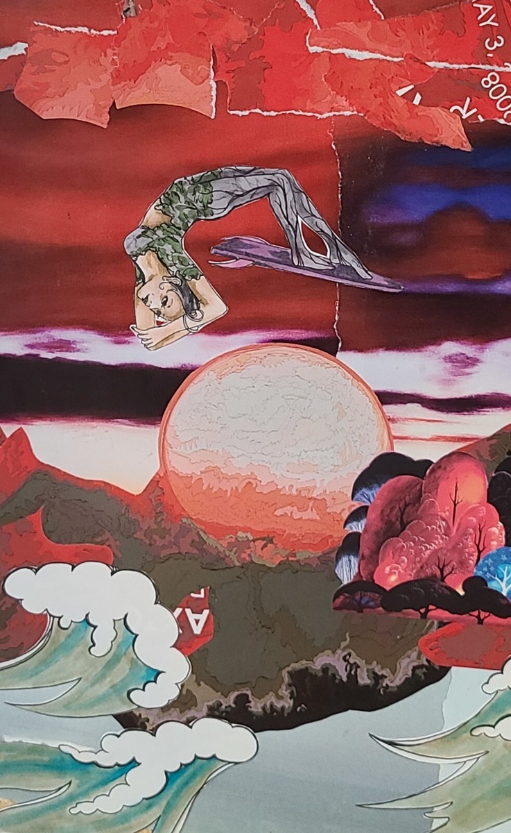 LOVER'S BAY コラージュアート Surreal Collage Art Trio - 11x14 - Surfing Beach Ocean Retro