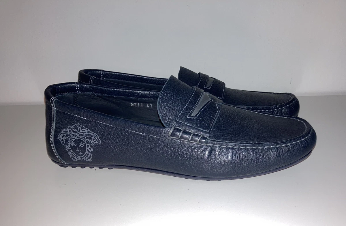 Mocasines Versace Medusa - azul noche y gris ceniza - 4IT