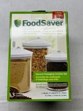 FoodSaver Vacuum Packaging Canister Set 3 Sizes 3/4 1-1/2 2-1/2 Quart - Used