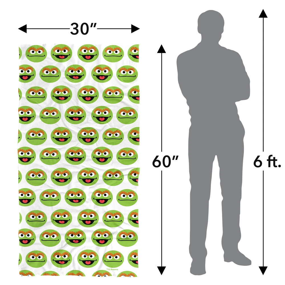 Sesame Street Simple Oscar Pattern Officially Licensed Beach Towel 30"x60"