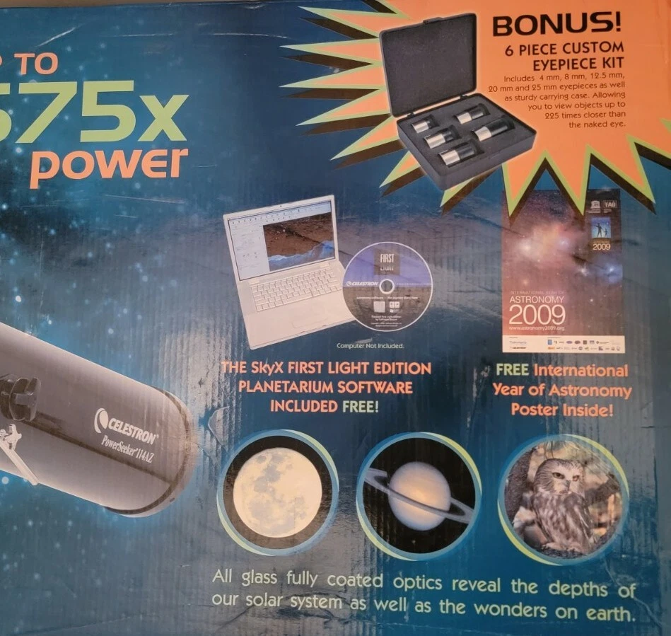 Celestron PowerSeeker 114AZ Telescope & The Bonus Eyepieces. - Image 3 of 4