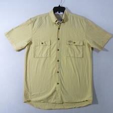 Mossy Oak Shirt Mens Medium Yellow Gray Button Up Short Sleeve Casual Men 1723