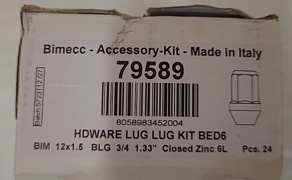 AIR ③⑤ Bimecc Hardware Lug Kit 79589 12 X 1.5 BLG 3/4 1.33
