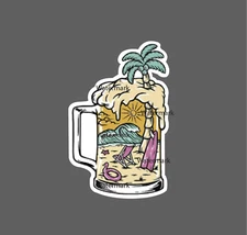 Beach Beer Sticker Ocean Waterproof NEW