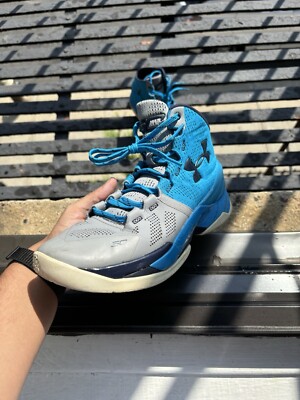 Size 9 Under Armour UA Curry 2 Steel Electric Blue Midnight