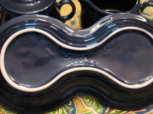 Cobalt Blue Homer Laughlin USA 4 PC Fiesta Cream, Lidded Sugar & Tray Set - Picture 4 of 11