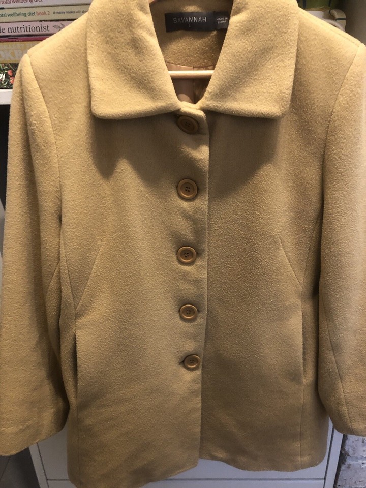Ladies wool coat, short thigh length, size L (fits 14)