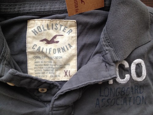 【New】Hollister Men's【HCO California Surfing Championships Vintage Polo】Grey @XL - Picture 5 of 11