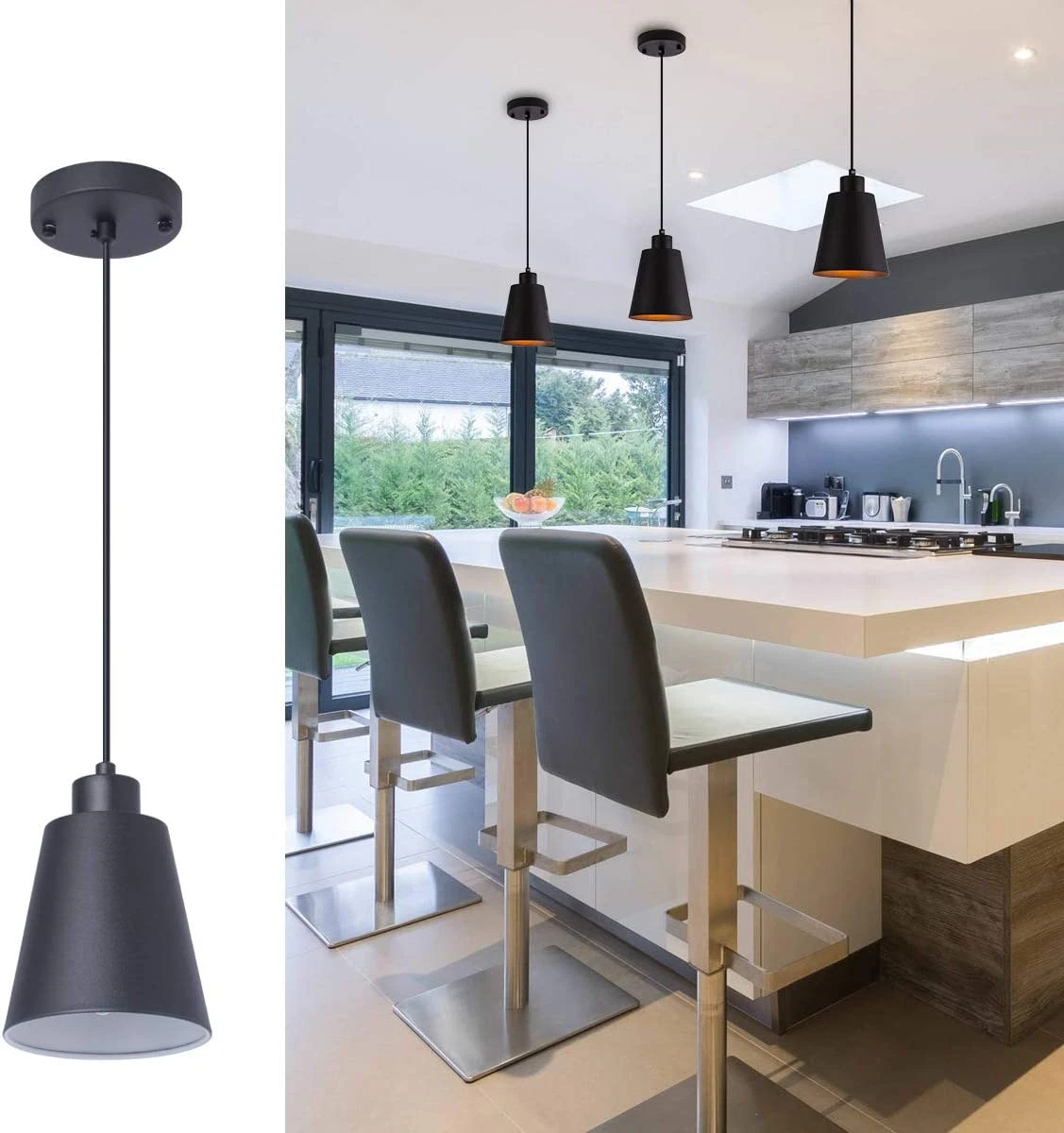 Modern Black Pendant Light Fixture 5.94 3 Pack Mini 1 Light Pendant Lighting