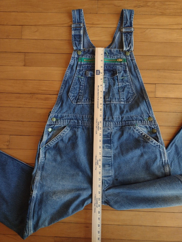 Rare Liberty Vtg Overalls 34 x 29 Blue Denim Faded Button Fly USA Made SZ 36 - Imagen 15 de 20