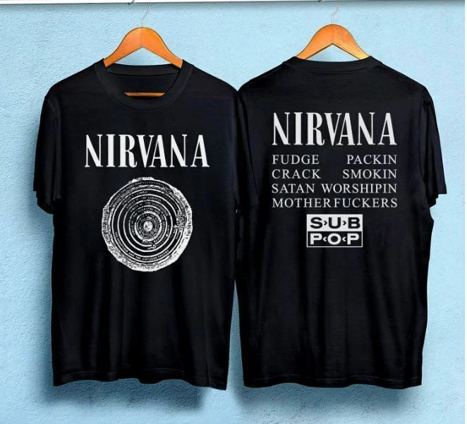 New ''Nirvana Bleach'' Sub Pop Fudge Packin 1989 Vintage 2 Sided T-Shirt