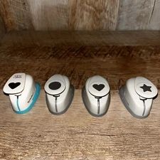 ⭐️ Set of 4 The Paper Studio Small Heart Circle Star Craft Punch scrapbooking