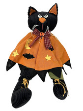 Vintage Stuffed Black Cat Halloween Soft Plush Stuffed Animal 15"