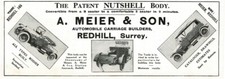 1914 The PATENT NUTSHELL BODY A. Meier & Son Redhill Surrey Vintage Ad 