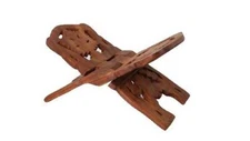 10" Wooden Floral Carved Prayer Book Holder Stand Quran Bible Cookbook Desk Gift