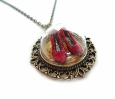 Wizard of Oz Ruby Red Slipper on Yellow Brick Road Necklace No Place Like Home