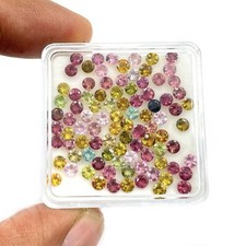 Natural Multi Tourmaline Round Cut Loose Gemstone Lot 84 Pcs 3 MM 10 CT