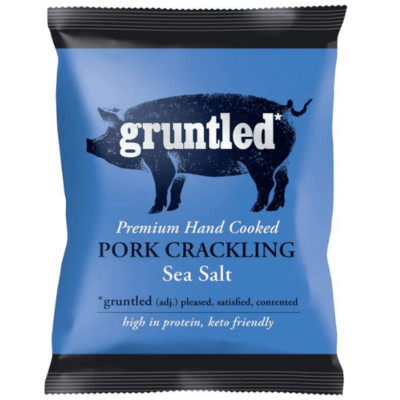 Gruntled Gruntled Premium Flavoured Pork Crackling Sea Salt Full Case 20x35g ...