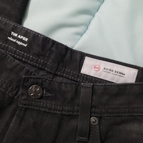 AG-ED Denim The APEX Relaxed Tappered Black Button-Fly Jeans Women's 32R NWOT - Picture 8 of 12