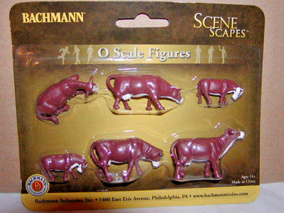 Bachmann Scene Scapes 33152 Brown White Cows Figure Pack O 027 6 Cows New Sealed