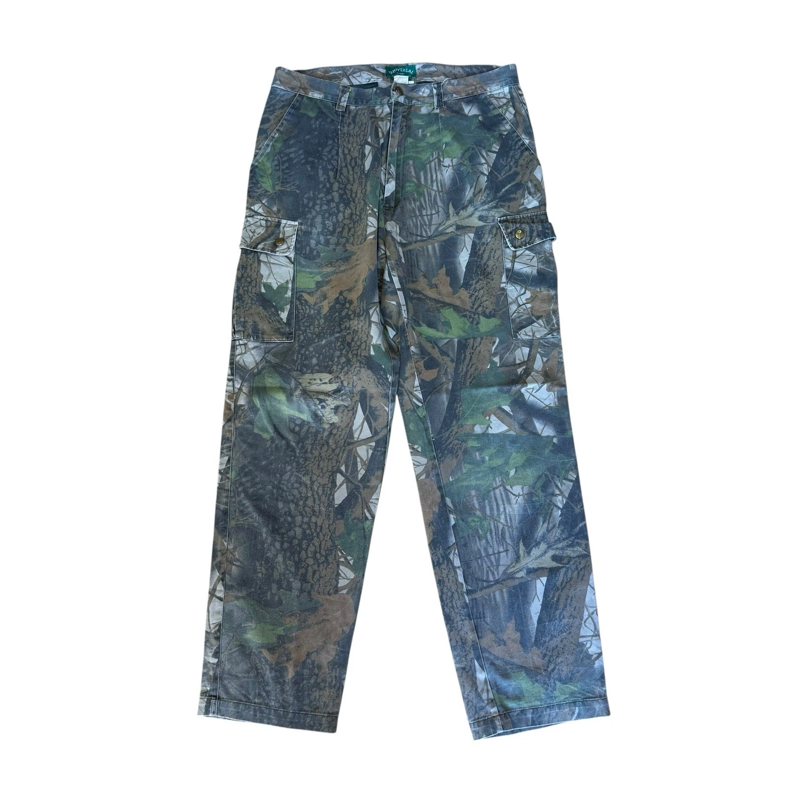 Universal Green Camouflage Cargo Trousers W33 L31 Workwear Hunting Fishing