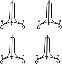 (4 Pack)Iron Display Stand, Black Iron Easel Plate Display Photo Holder Stand, D