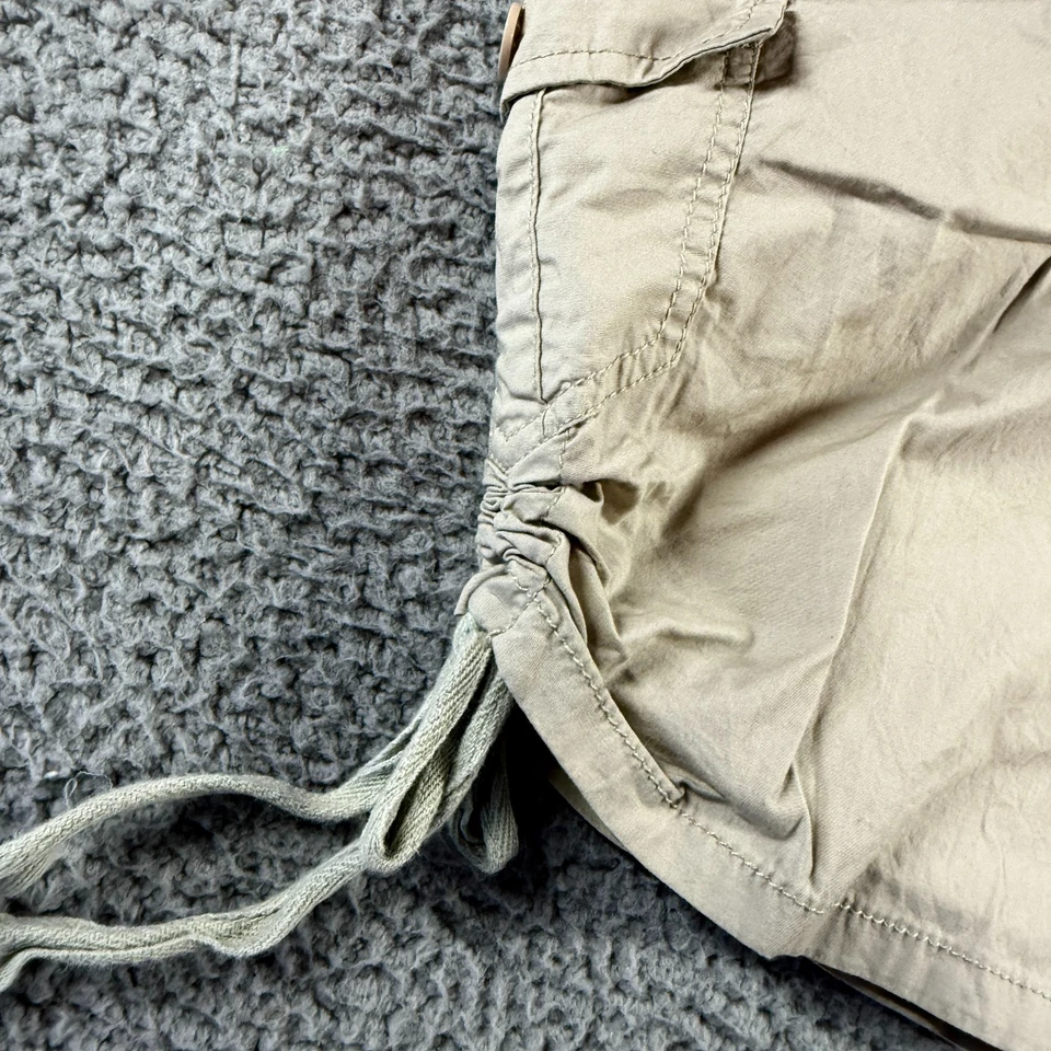 Shorts cargo Cato bege cáqui feminino L franzido cordão utilitário externo Gorpcore - Imagem 2 de 4